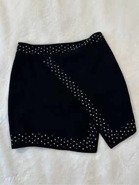 Intermix Genuine Suede Black Studded Mini Skirt